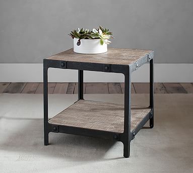 Clint Reclaimed Wood End Table Pottery Barn