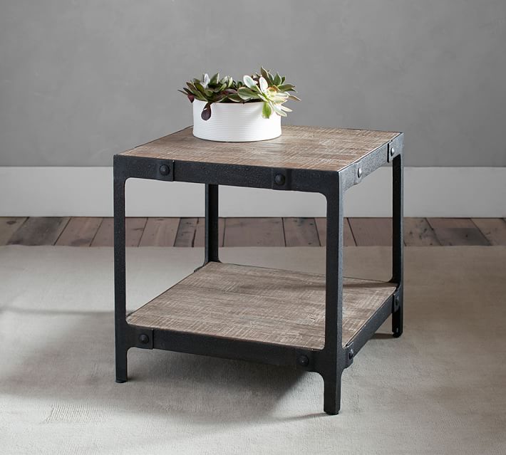 Clint Reclaimed Wood End Table Pottery Barn