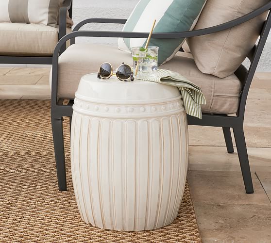 Reeded Ceramic Side Table Pottery Barn