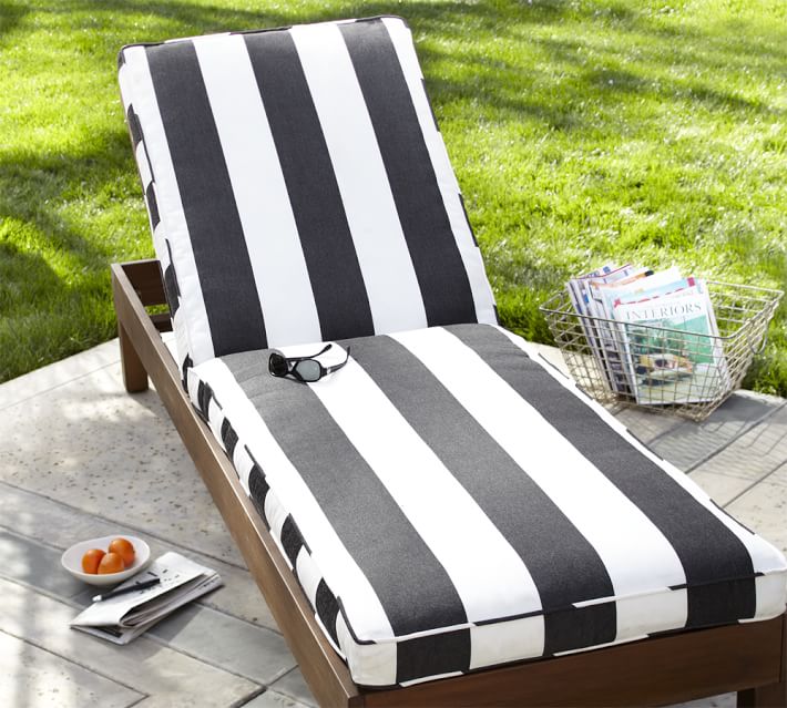 sunbrella piped outdoor chaise