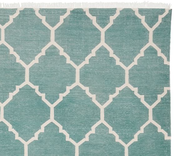 Natalie Dhurrie Rug Aqua Blue Pottery Barn Roll Over Image To Zoom