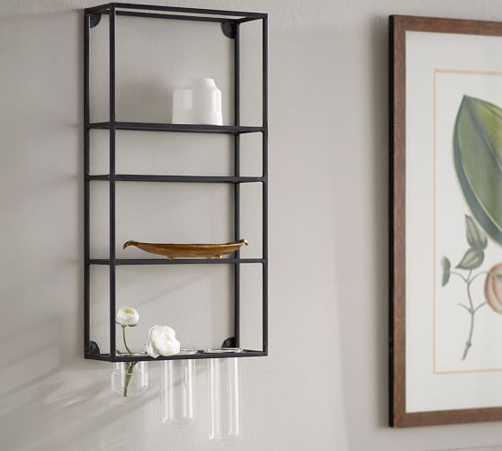 Wall Shelf Unit With Multi Gl Rack Pottery Barn Wall Shelf Unit With Multi Gl Rack