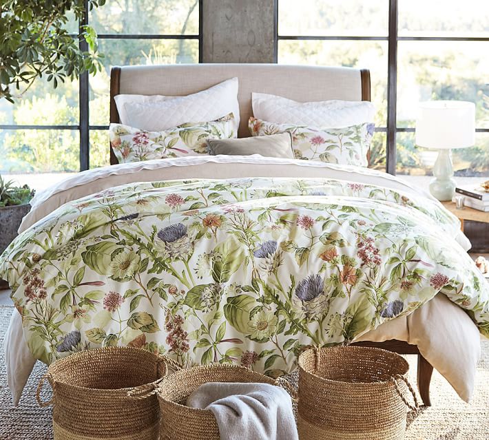 Thistle Fl Print Organic Duvet Cover Sham Pottery Barn