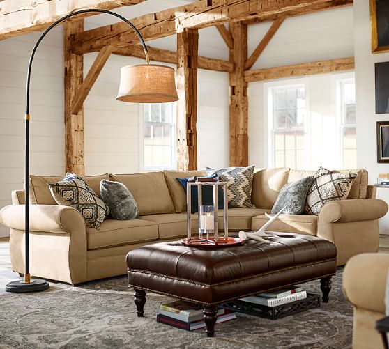 Sectional Sofas Couches Modular Pottery Barn Pearce Roll Arm Upholstered 3 Piece Sectional With Wedge