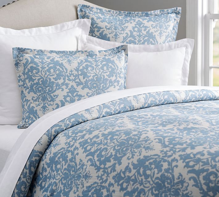 Neutral Jacquard Linen Medallion Patterned Duvet Cover Sham Neutral Jacquard Linen Medallion Patterned Duvet Cover Sham Pottery Barn