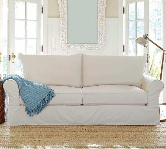 Pb Comfort Roll Arm Slipcovered Sofa 80 Box Edge Memory Foam Save