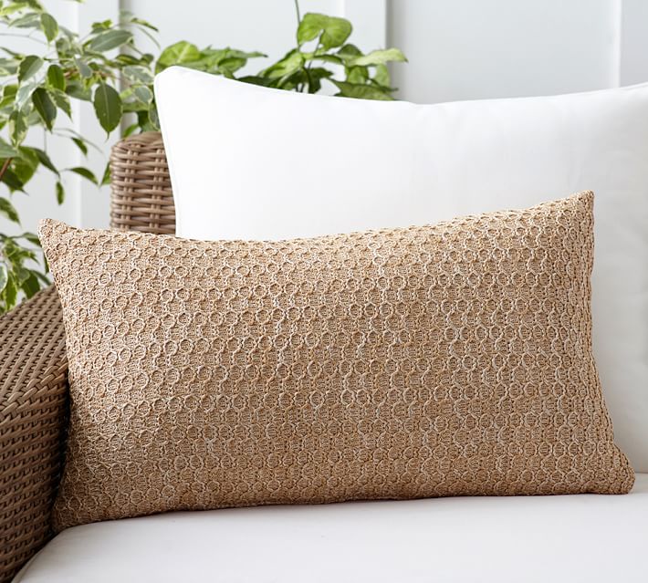 Honeycomb Faux Fiber Indoor Outdoor Lumbar Pillow Pottery Barn