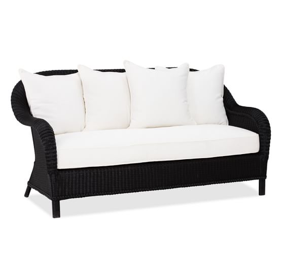 Palmetto All Weather Wicker Sofa Black Pottery Barn