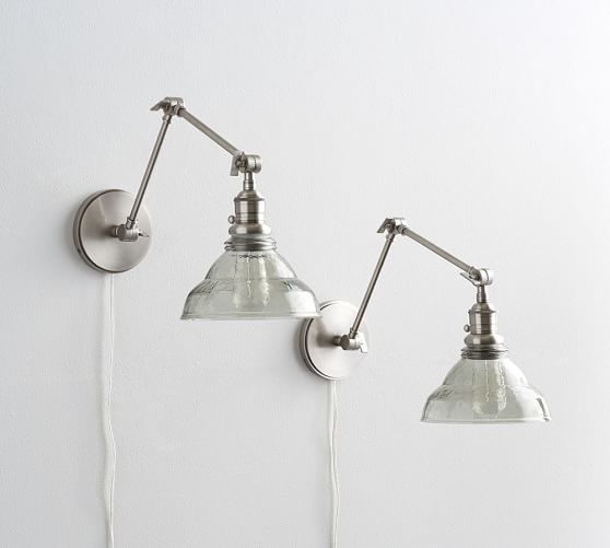 PB Classic Articulating Arm Sconce Vintage Glass Pottery Barn