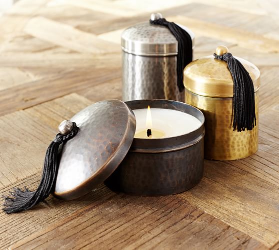 Boutique Hammered Metal Scented Candle Pots Pottery Barn Boutique Hammered Metal Scented Candle Pots