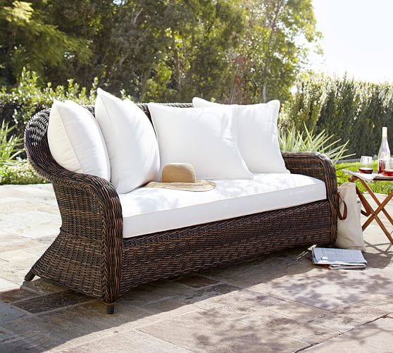 Torrey All Weather Wicker Roll Arm Sofa Espresso Pottery Barn Torrey All Weather Wicker Roll Arm Sofa Espresso