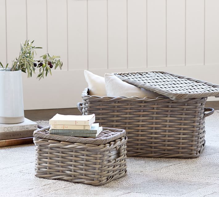 Aubrey Woven Lidded Baskets Pottery Barn
