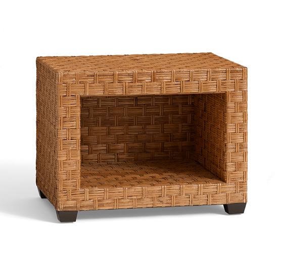 Sia Woven Rattan Nightstand Pottery Barn