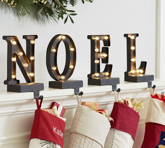 Lit Bronze Stocking Holder Noel Pottery Barn Lit Bronze Stocking Holder Noel