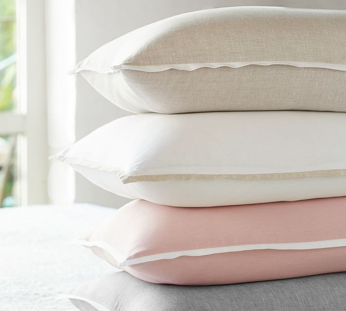 Belgian Flax Linen Contrast Duvet Cover Sham Pottery Barn