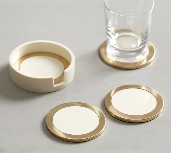 Metal Resin Round Coasters Pottery Barn