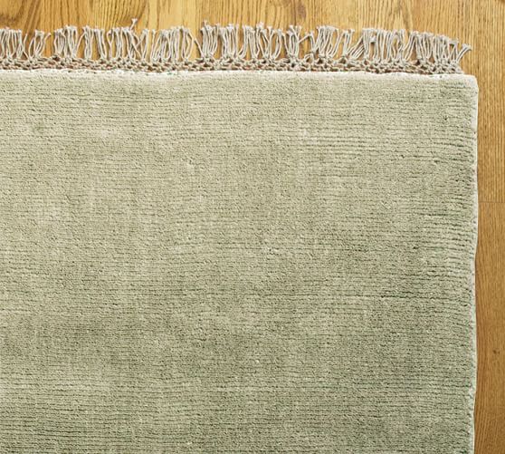 Fringed HandLoomed Rug Mineral Green Pottery Barn