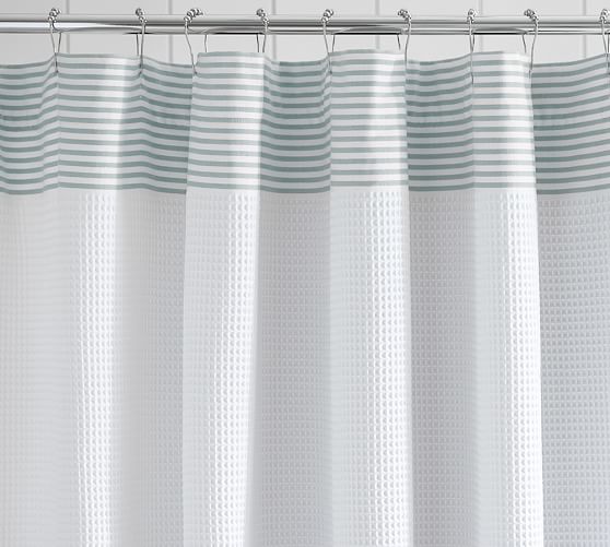 Striped Dobby Waffle Weave Shower Curtain Pottery Barn Striped Dobby Waffle Weave Shower Curtain