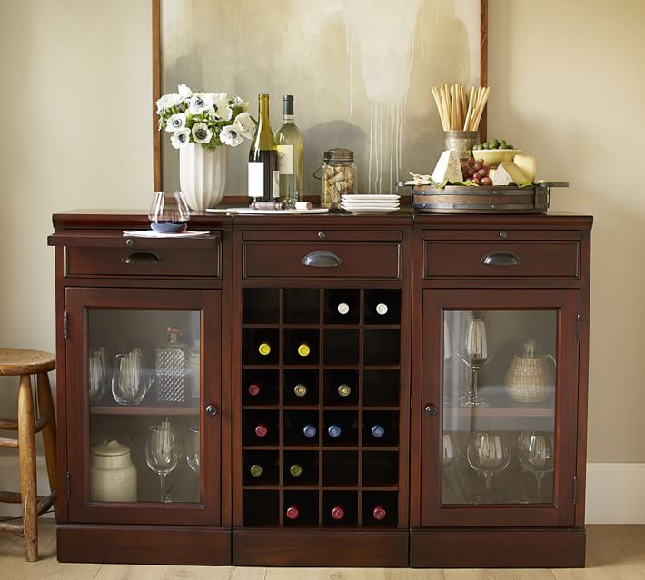 Modular Bar Buffet With 2 Gl Door Bases 1 Wine Grid Base Modular Bar Buffet With 2 Gl Door Bases 1 Wine Grid Base Pottery Barn