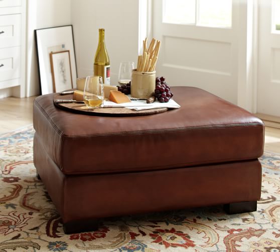 Turner Leather Ottoman Pottery Barn Turner Leather Ottoman
