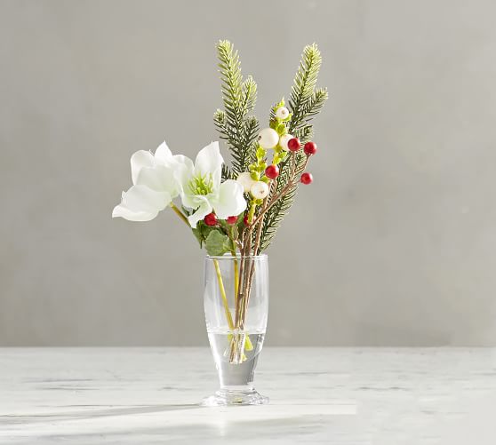 Faux Pine Berry Hellebore Fl Arrangement With Gl Vase Faux Pine Berry Hellebore Fl Arrangement With Gl Vase