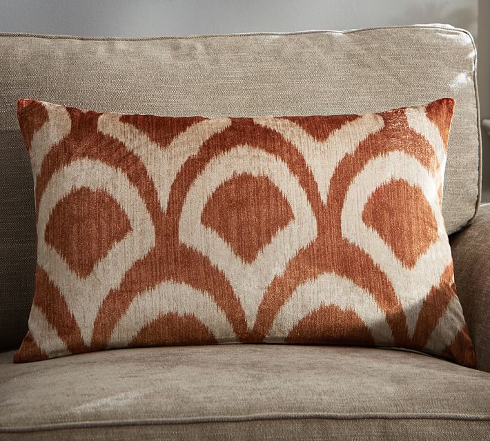Carmelia Printed Velvet Pillow Cover Pottery Barn