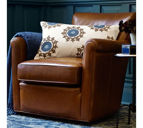 Irving Leather Swivel Armchair Polyester Wred Cushions Save