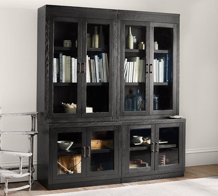 Pottery Barn Doors Sevenstonesinc Reynolds Gl Door Bookcase Pottery Barn
