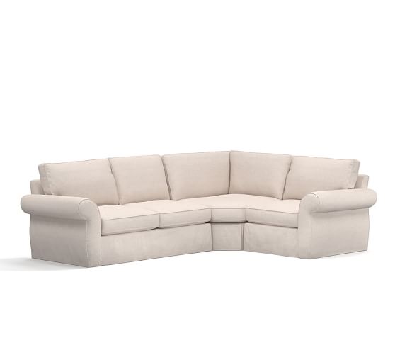 Pearce Roll Arm Slipcovered 3 Piece Sectional With Wedge Pottery Barn Pearce Roll Arm Slipcovered 3 Piece Sectional With Wedge