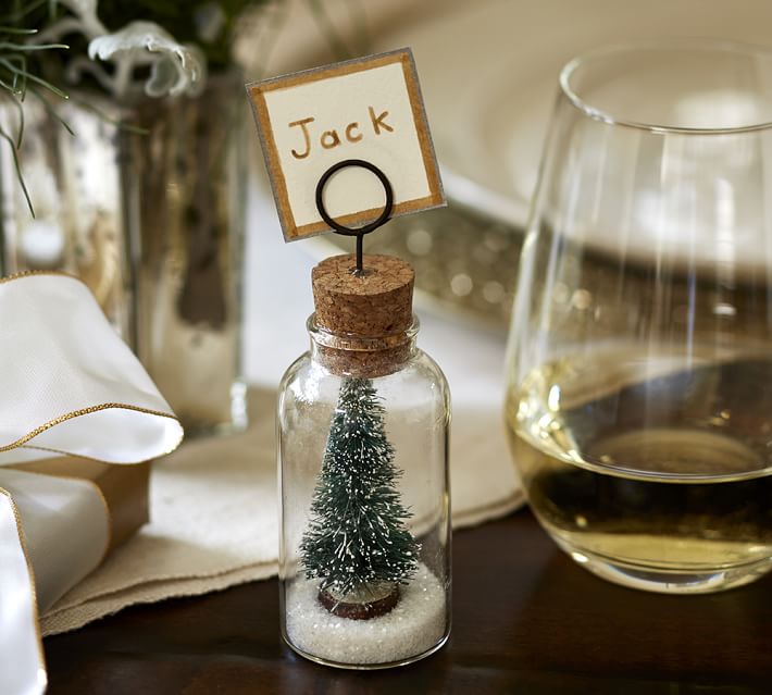 Snowy Tree Cloche Placecard Holder Set Of 4 Pottery Barn