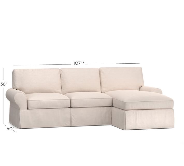 Pb Basic Slipcovered Sofa With Chaise Sectional Pottery Barn