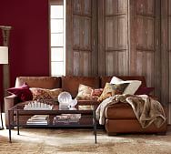 Down Filled Leather Sofa Pottery Barn Down Filled Leather Sofa Turner Square Arm With Chaise Sectional