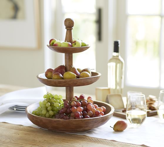 vintage wood carved tiered