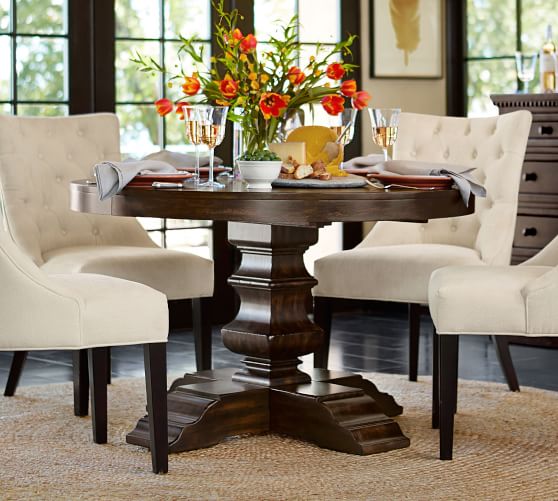 Banks Extending Pedestal Dining Table Alfresco Brown Pottery Barn Banks Extending Pedestal Dining Table Alfresco Brown