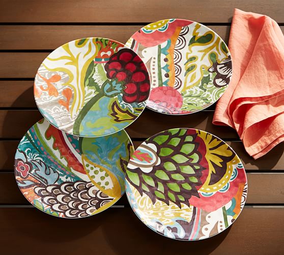 Fiji Melamine Salad Plates, Mixed Set of 4 Pottery Barn