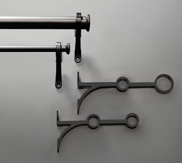 Pb Standard Double Curtain Rod Wall Bracket Antique Bronze Pb Standard Double Curtain Rod Wall Bracket Antique Bronze Finish Pottery Barn