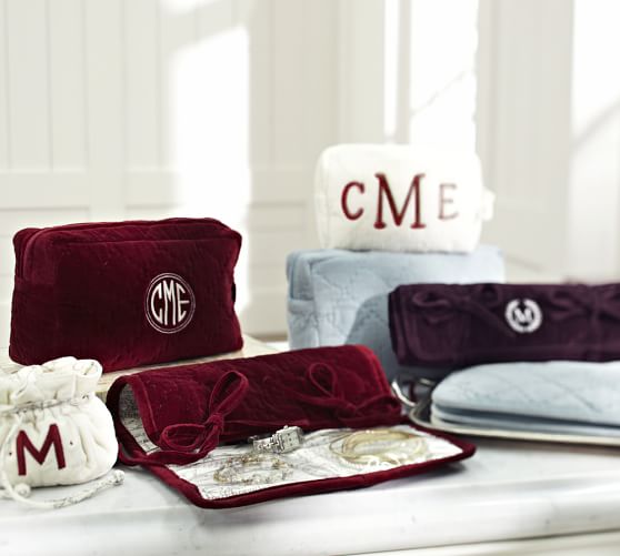 Diamond Quilted Velvet Jewelry Pouch | Pottery Barn