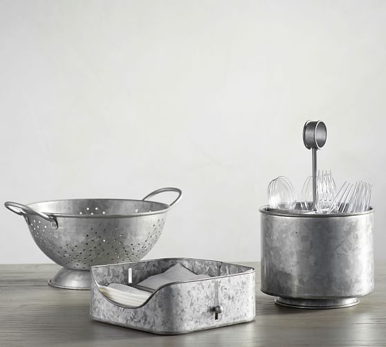 Galvanized Metal Flatware Caddy Pottery Barn