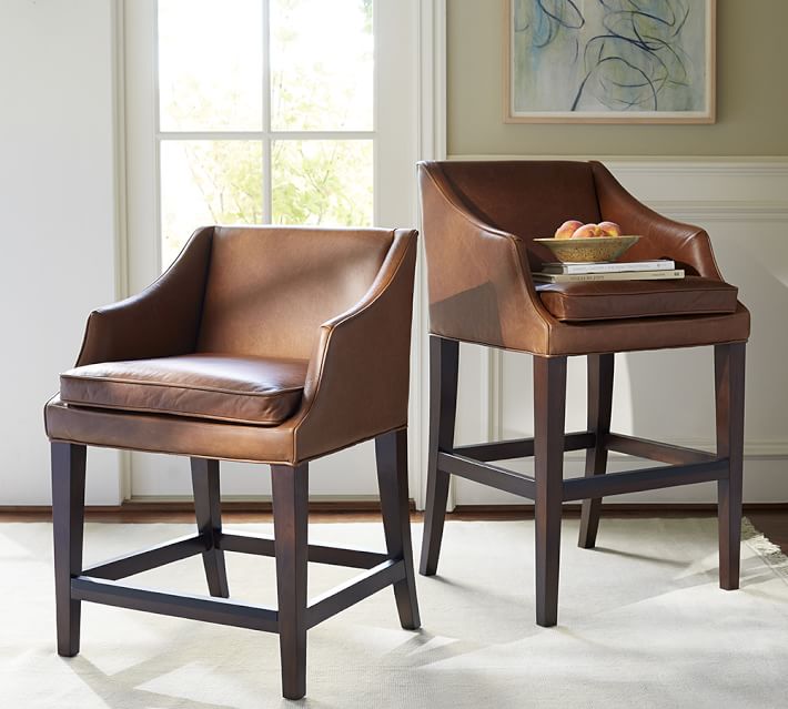 Weyburn Leather Bar Counter Stool Pottery Barn