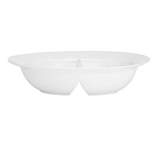 Great White Oval Divided Serve Bowl Pottery Barn