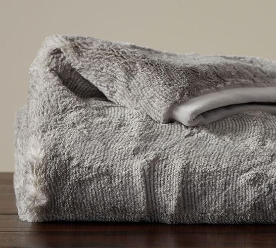 Quail Faux Fur Throw Gray Pottery Barn Quail Faux Fur Throw Gray