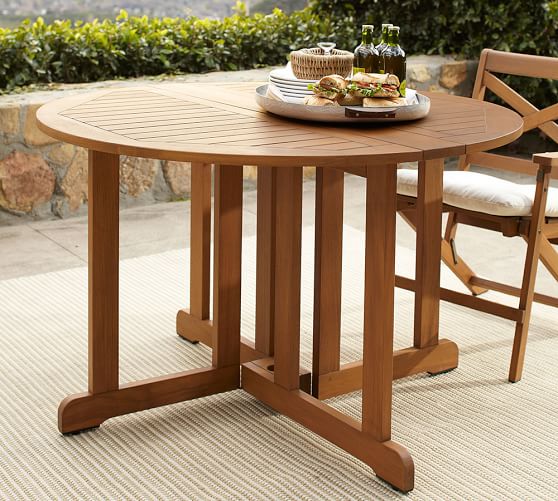 Hampstead Teak Round Drop Leaf Dining Table Honey Pottery Barn Hampstead Teak Round Drop Leaf Dining Table Honey