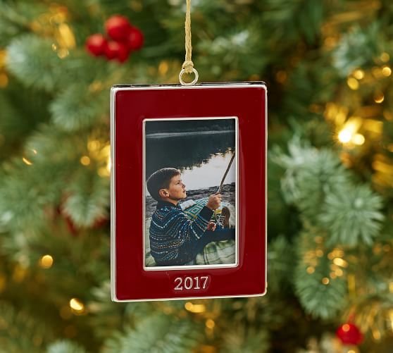 2017 dated enamel frame ornament rectangle pottery barn christmas frame ornaments