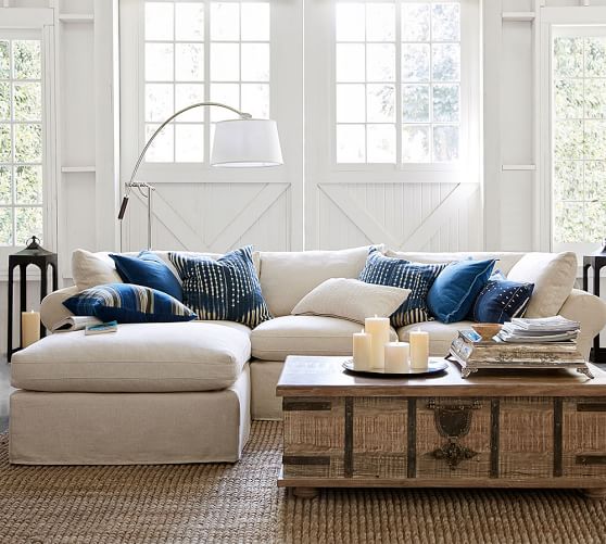 Pb Air Slipcovered 4 Piece Sofa With Chaise Sectional Pottery Barn Save