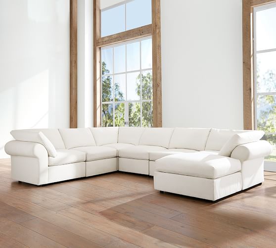 Pb Air Roll Arm Slipcovered 7 Piece Reversible Sectional Pottery Barn Pb Air Roll Arm Slipcovered 7 Piece Reversible Sectional