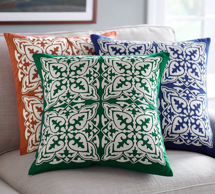 Silvia Embroidered Pillow Cover Pottery Barn