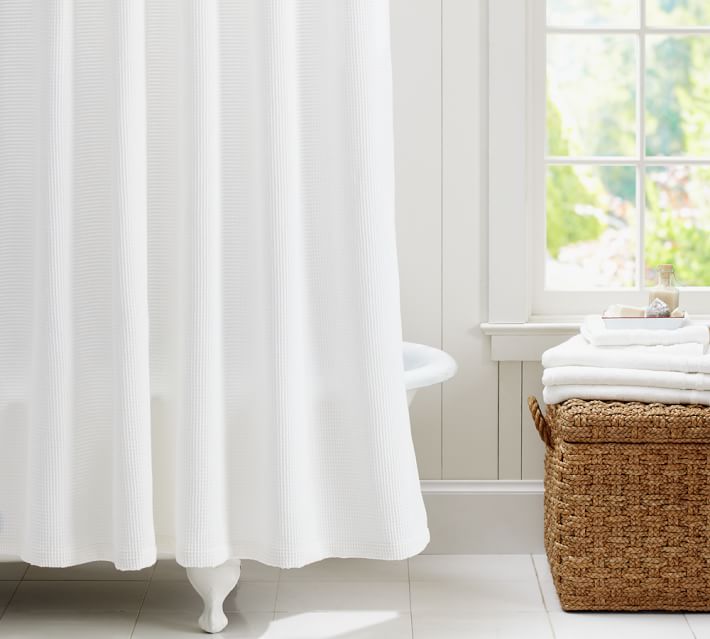 Waffle Weave Shower Curtain Pottery Barn