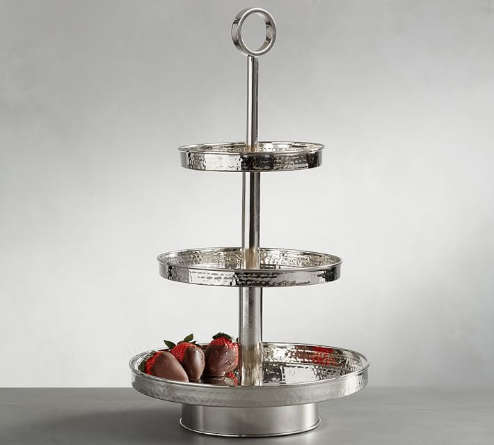 hammered nickel tiered stand