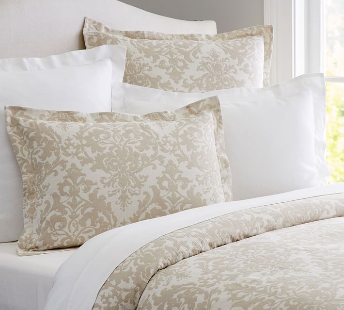 Riviera Blue Jacquard Linen Medallion Patterned Duvet Cover Sham Riviera Blue Jacquard Linen Medallion Patterned Duvet Cover Sham Pottery Barn