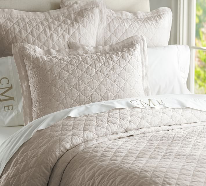 belgian flax linen diamond quilt sham pottery barn
